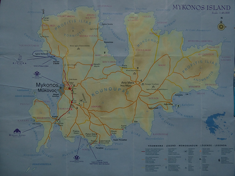 © RScheiper Karte der Insel Mykonos