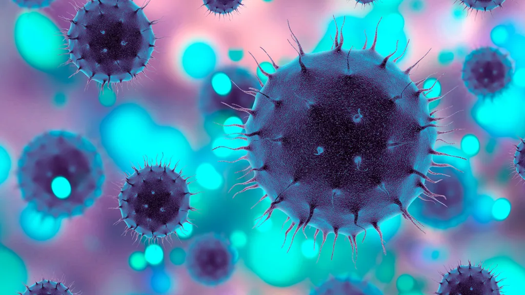 3D render of a medical background with abstract virus cells