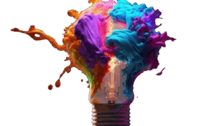 eine bunte explodierende Glühbirne