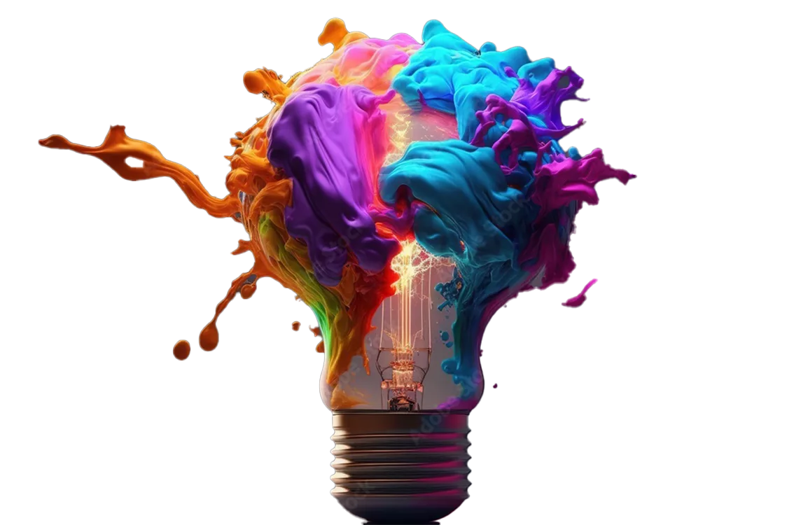 eine bunte explodierende Glühbirne