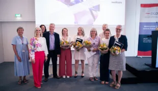 v.l.n.r.: Marija Krauß (DGDH), Prof. Dr. Bernadette Pretzl (DG PARO), Heike Wilken (DGDH), PD Dr. Georg Cachovan (Philips), Magdalena Frackiewicz, Ivana Elez, Yvonne Crabtree-Laudenbach, Sylvia Fresmann (DGDH), Katrin Hellmich, Melanie Rudolph