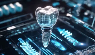 3D model of dental implant, digital design, technology, medical, futuristic