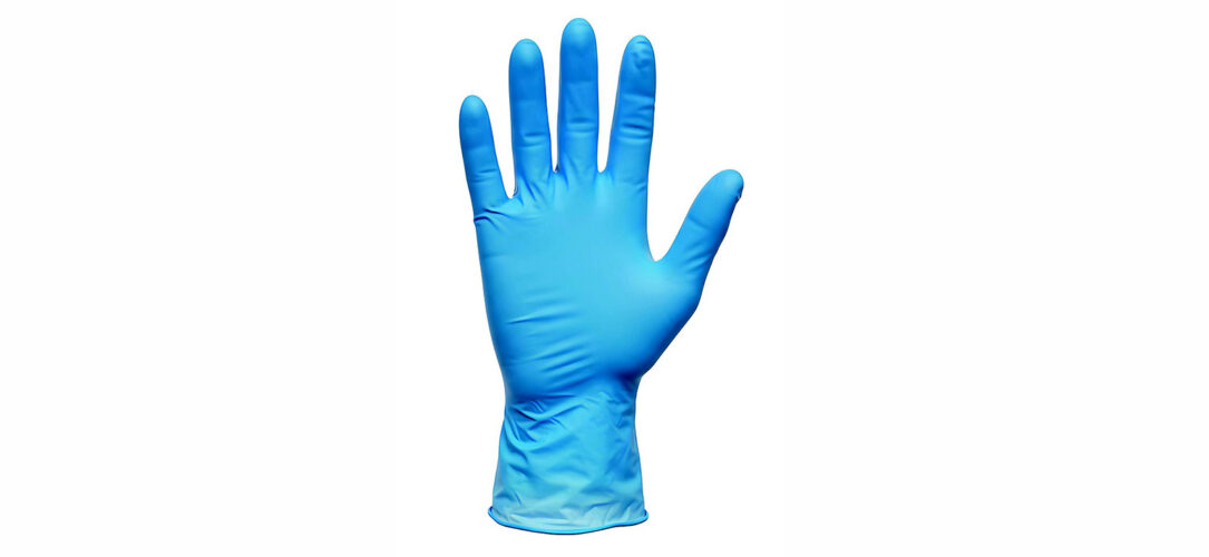 blauer Gummihandschuh