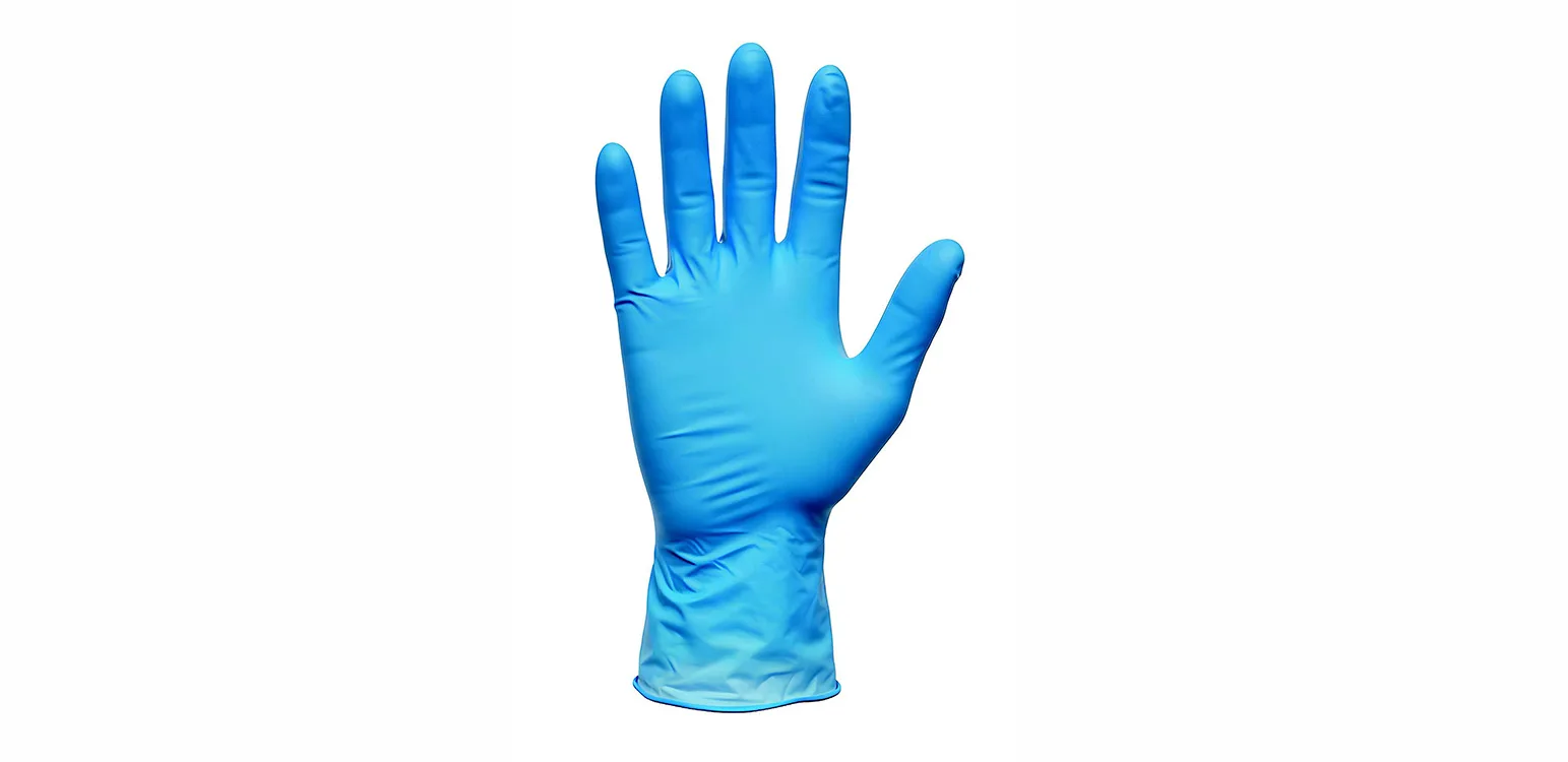 blauer Gummihandschuh