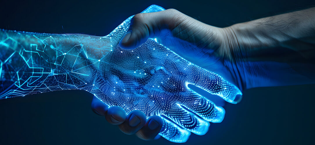 hand shaking between a human and a robot