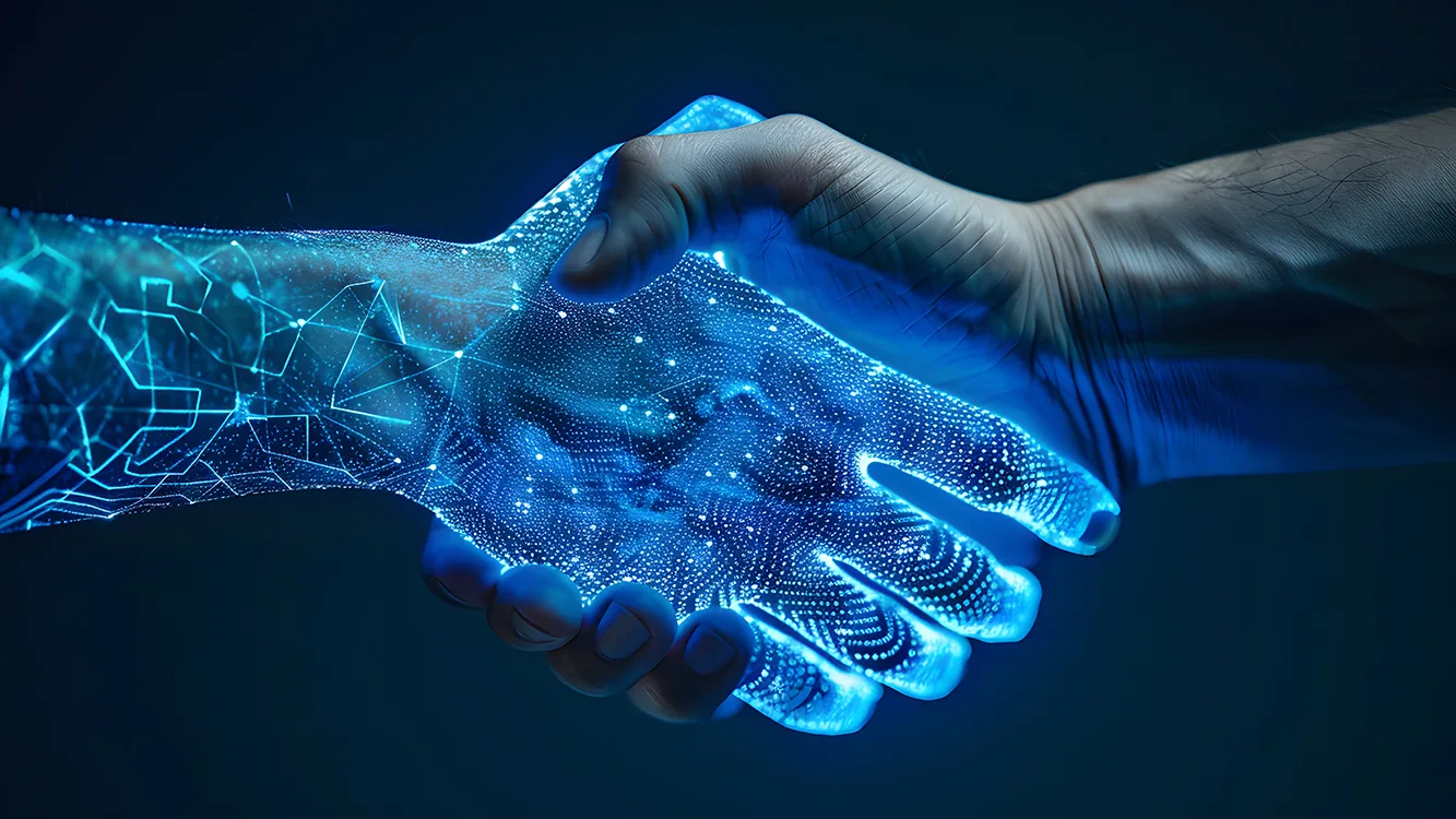 hand shaking between a human and a robot