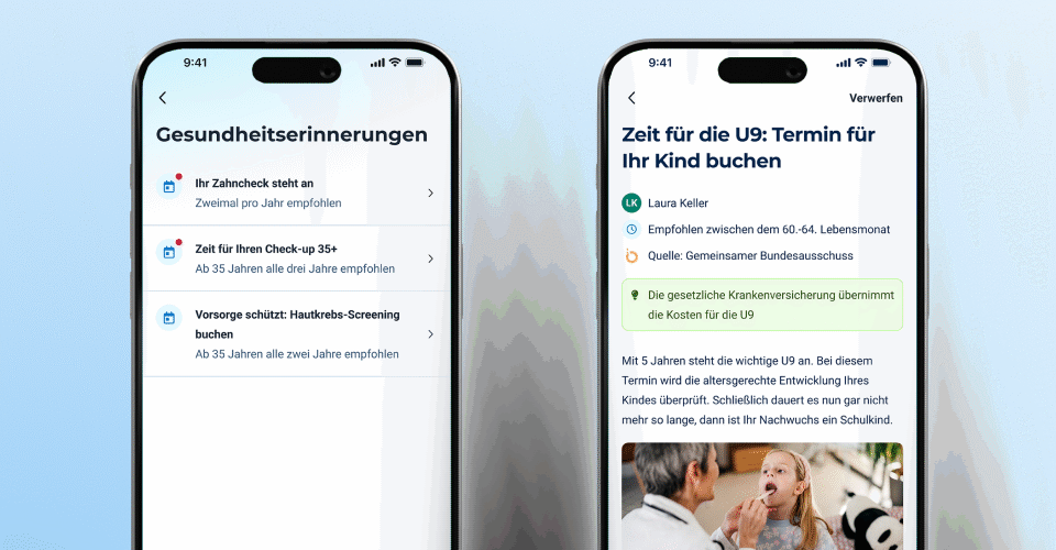 Gesundheitserinnerung für Früherkennungs- und Vorsorgetermine