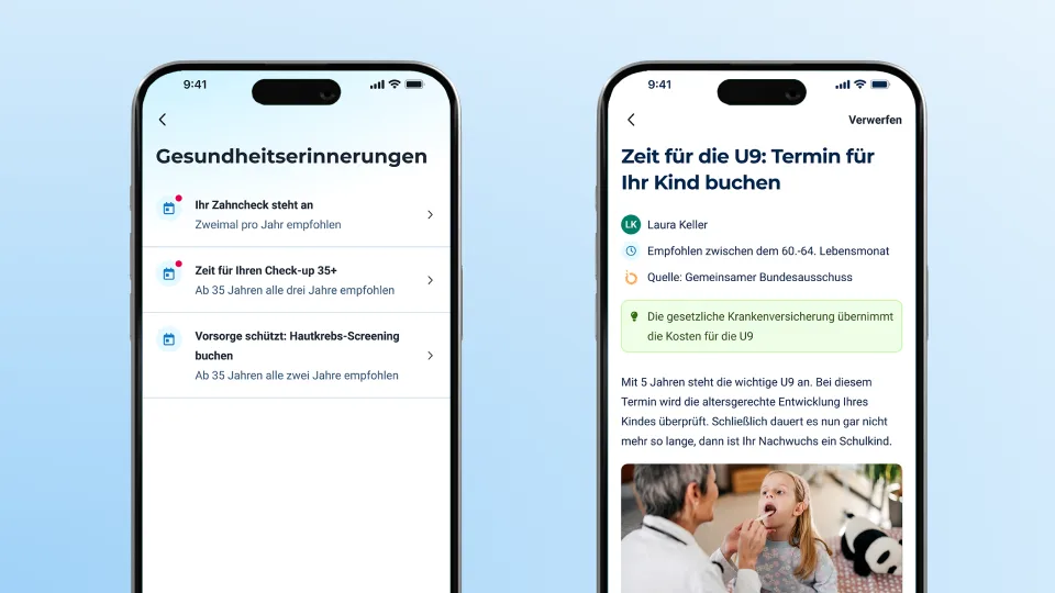 Gesundheitserinnerung für Früherkennungs- und Vorsorgetermine