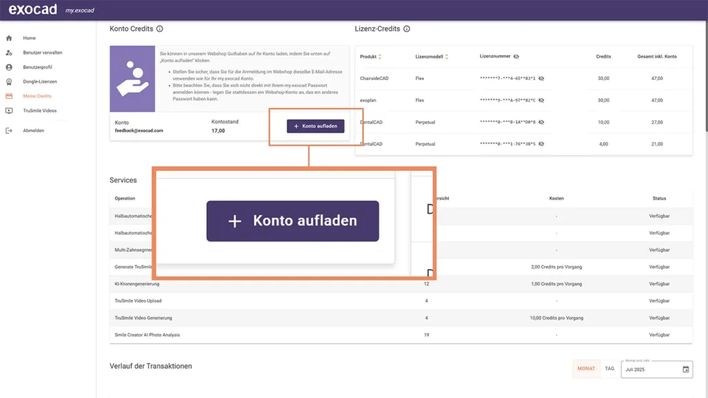 Zeigen wie man weitere Credits erwerben kann.