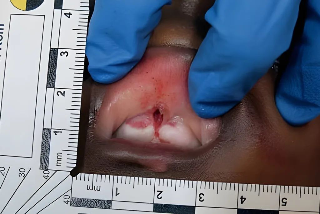 Abgerissenes Lippenbändchen.