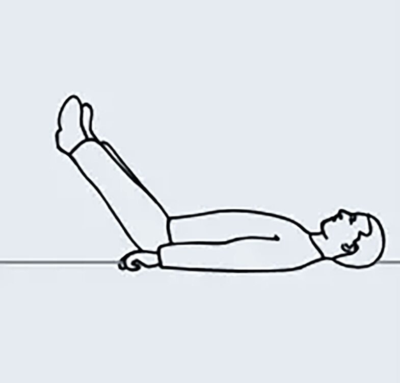 Illustration der Schocklage (Beine nach oben gestreckt)