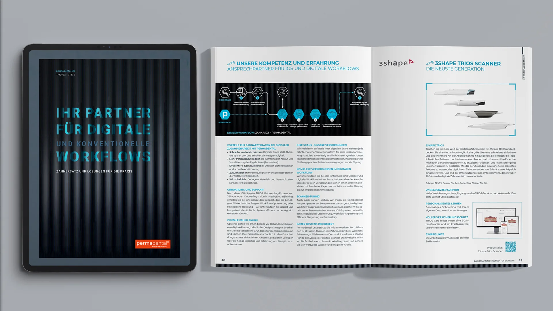 Ein iPad und daneben die Zeitschrift