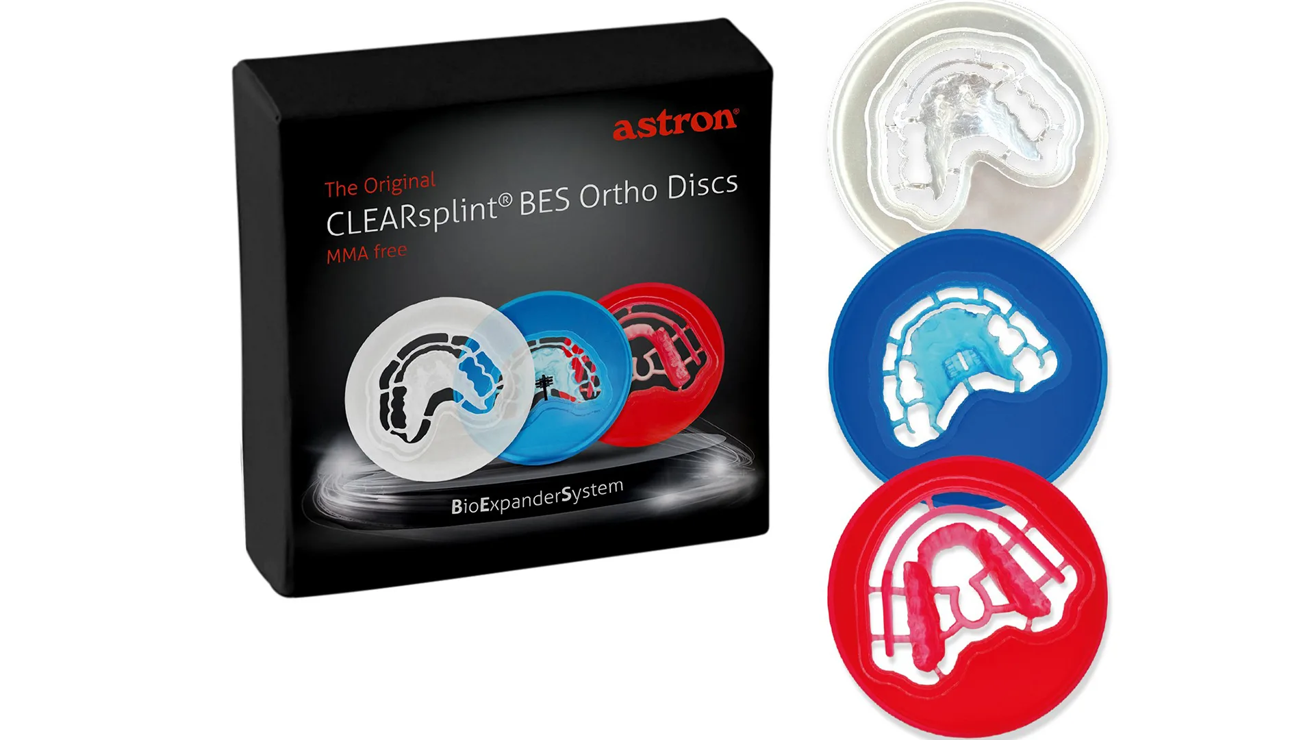 Die CLEARsplint® BES Ortho Disc – verfügbar in drei Farben – repräsentiert eine neue Kieferorthopädie des 21. Jahrhunderts.