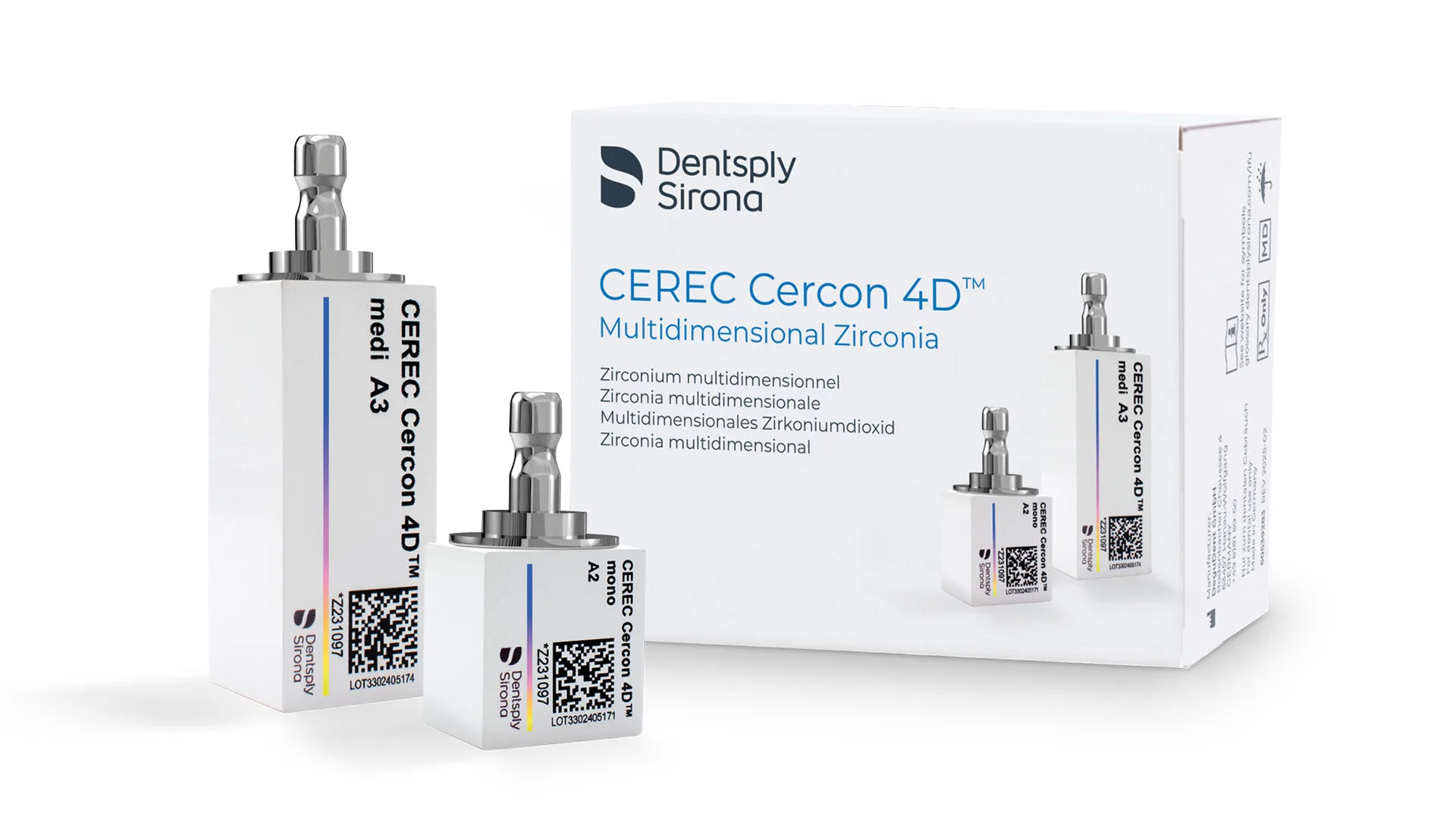 Der CEREC Cercon 4DTM-Block verfügt über eine neue, proprietäre dreidimensionale Schichttechnologie, die die natürlichen Konturen von Dentin und Zahnschmelz nachahmt.