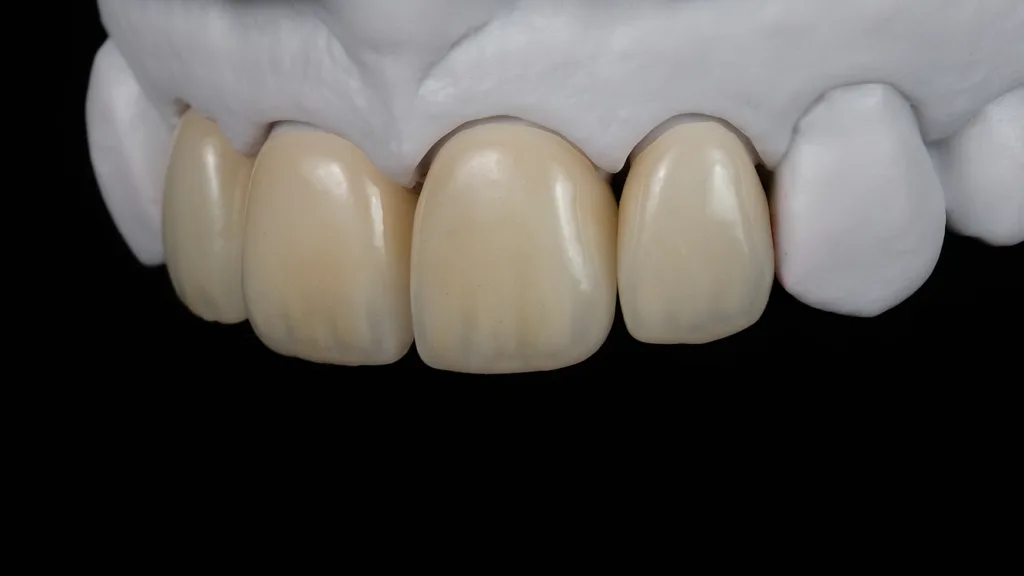 Seitenansicht der Restauration auf dem Modell