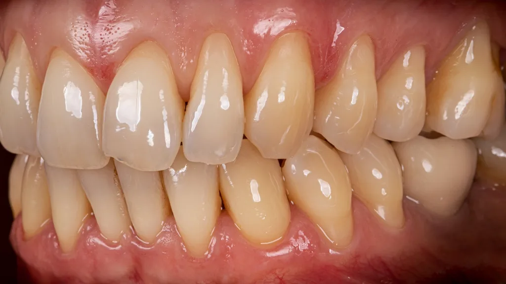 Laterale Ansicht, links und rechts, bei maximalem Zahnkontakt ohne Spiegel