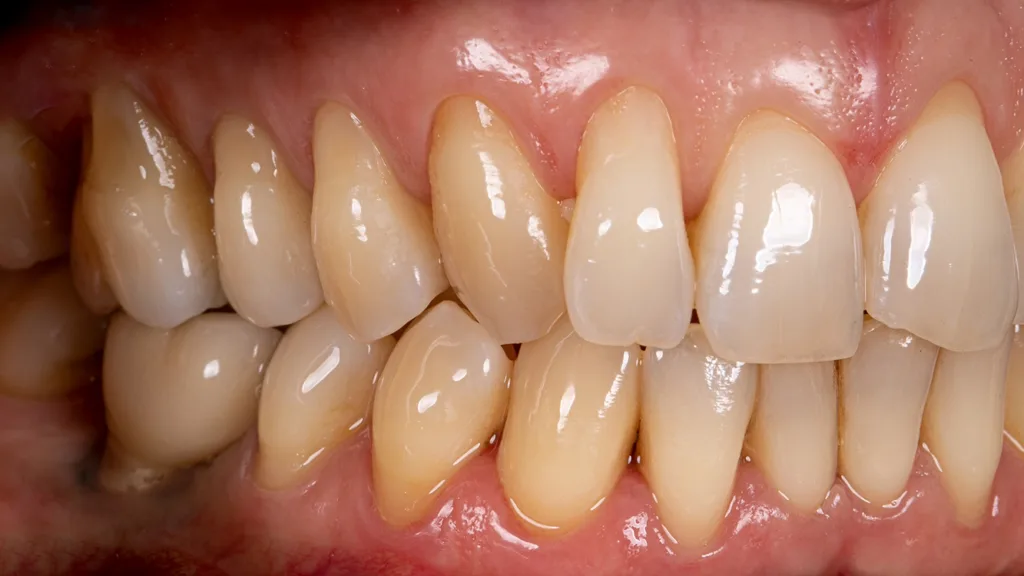 Laterale Ansicht, links und rechts, bei maximalem Zahnkontakt ohne Spiegel