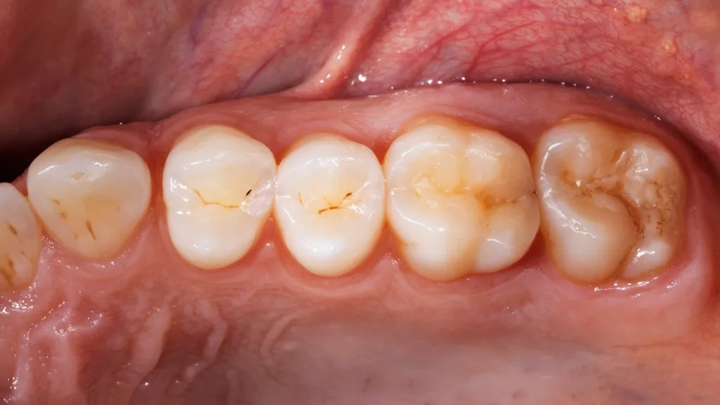 Ansicht des Ober- und Unterkieferquadranten mit Spiegel