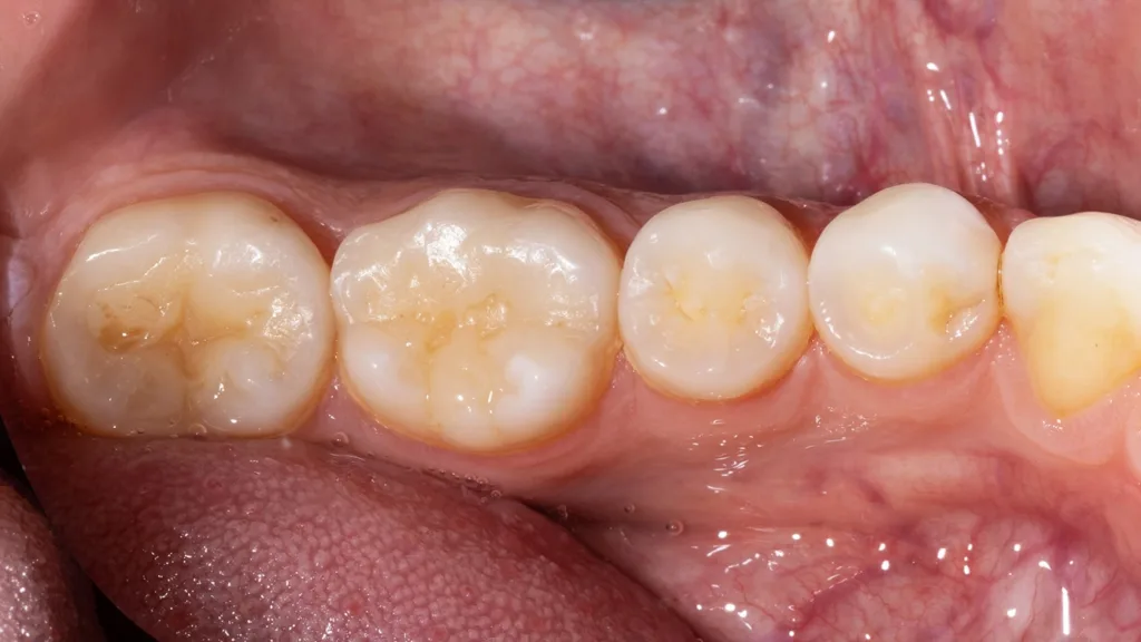 Ansicht des Ober- und Unterkieferquadranten mit Spiegel