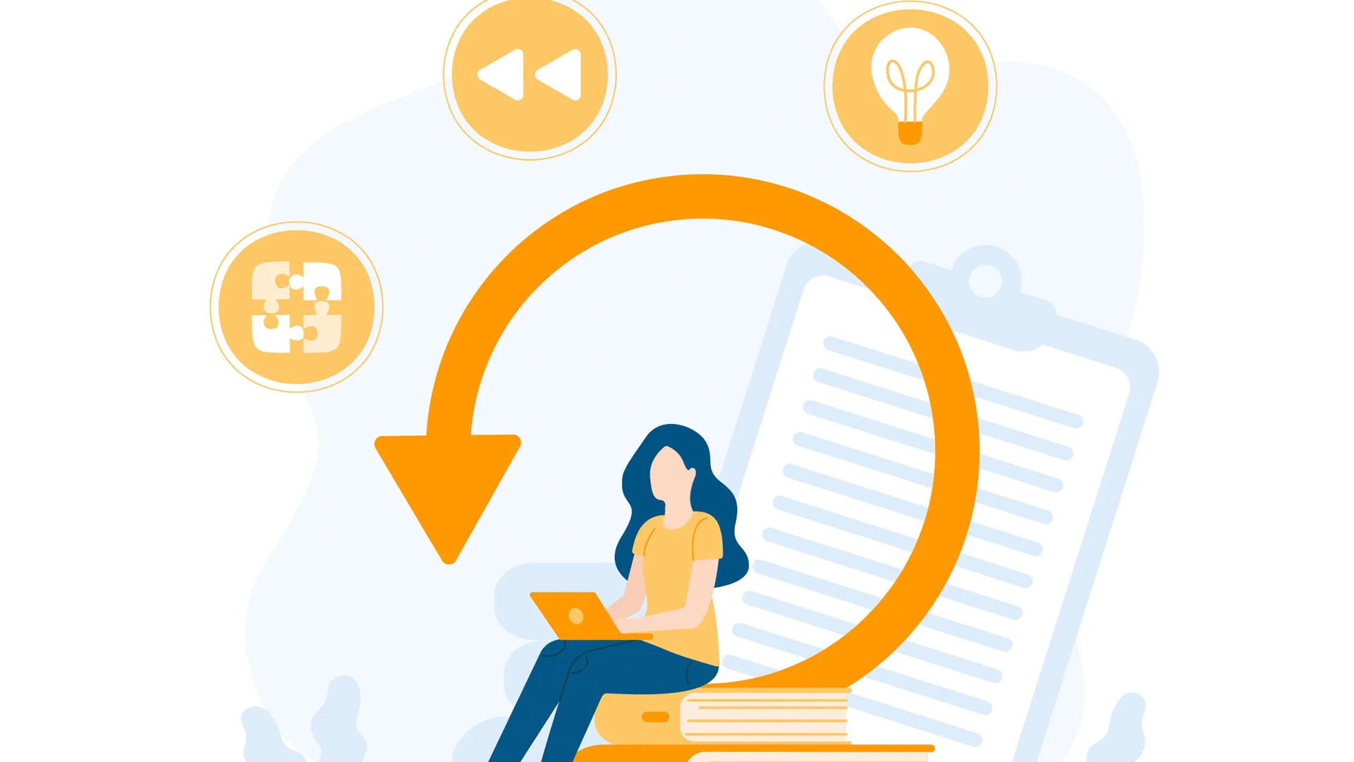 Illustration einer Frau die sich etwas näher anschaut.