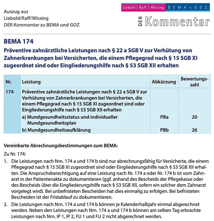 Abb. 7: DER Kommentar: BEMA Nr. 174a/b (Auszug).