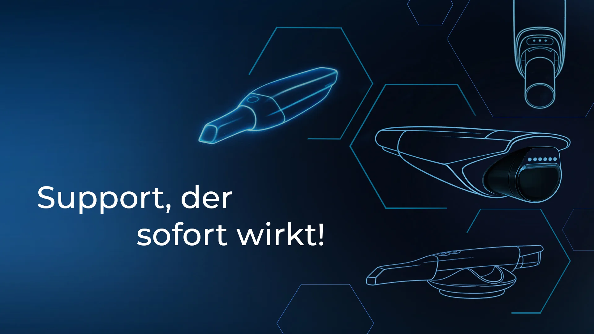 Ein blauer Hintergrund auf dem steht, Support, der sofort wirkt.