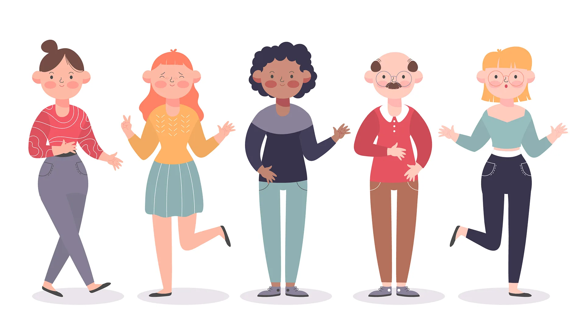 Illustration von mehreren Menschen, die nebeneinander stehen.