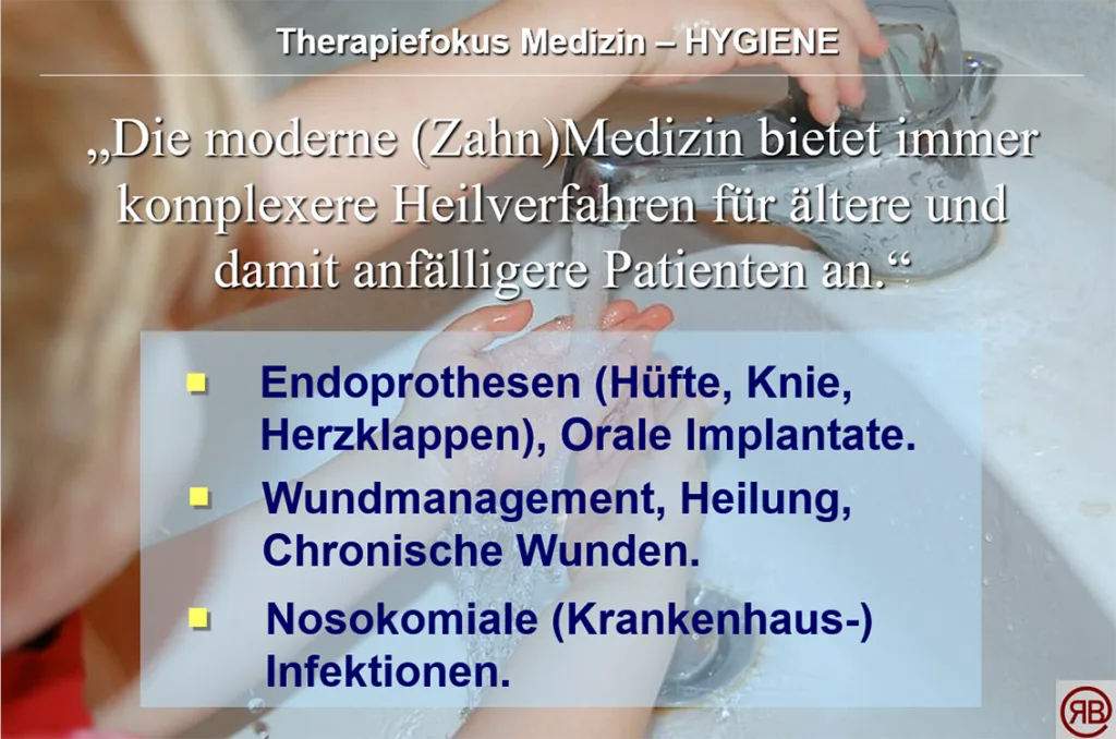 Abb. 10: Reservekräfte, Adaptation, Infektanfälligkeit und Wundheilung unterliegen veränderten Rahmenbedingungen im Alter (65 plus): Parodontalbehandlung , Implantatversorgung  nur bei fortgeschrittenen Funktionsschäden mit minimalen Lösungen.