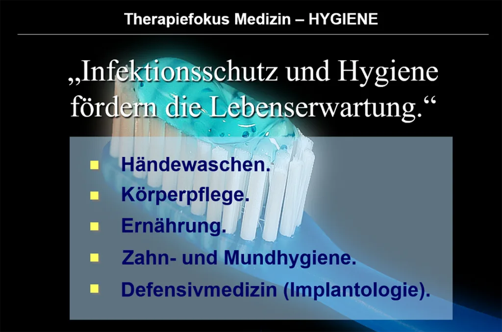 Abb. 11: Die Anpassung an die in höherem Lebensalter (65 plus) auftretenden medizinischen Problemfelder erfolgt durch ein verbessertes Hygienebewusstsein (Patient) und eine defensive Therapiewahl (Zahn-/Arzt).