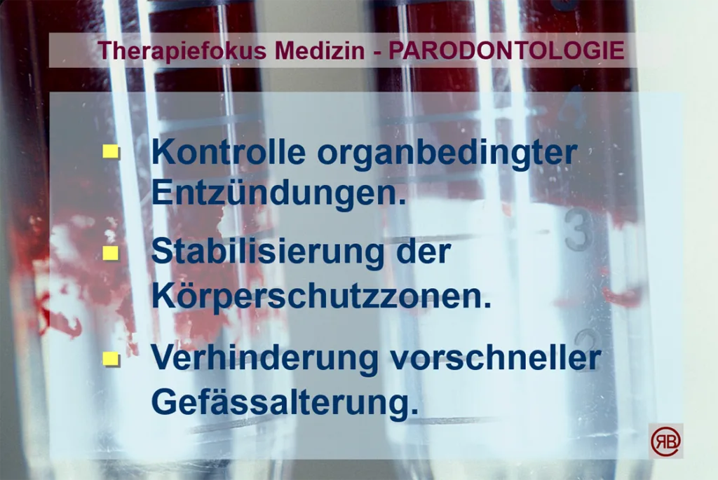 Abb. 14: In der parodontalen Grunduntersuchung gilt es, auf die negative Stoffwechselbilanz einer chronischen Entzündung mit den nachteiligen Konsequenzen auf das Gefäß- und Organsystem hinzuweisen.