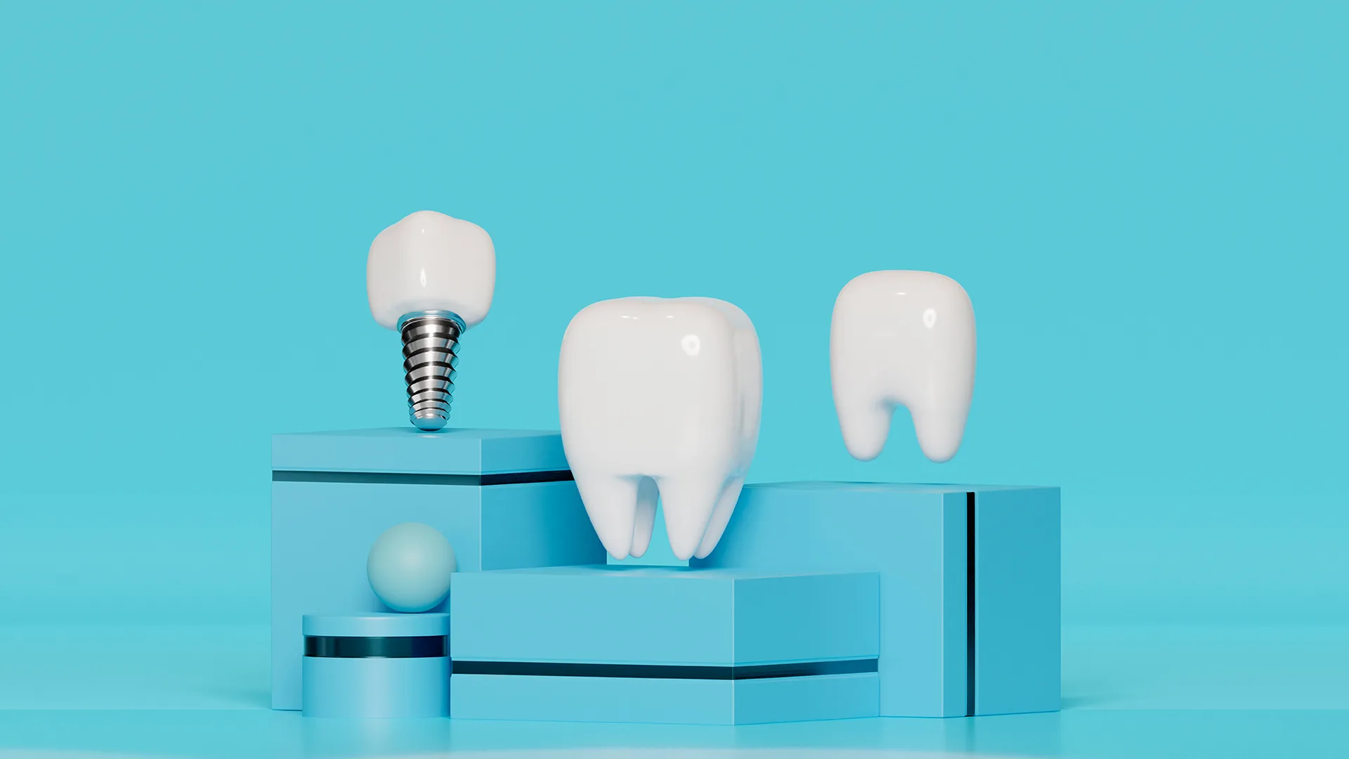3D Illustration von Zähnen auf einem Podium