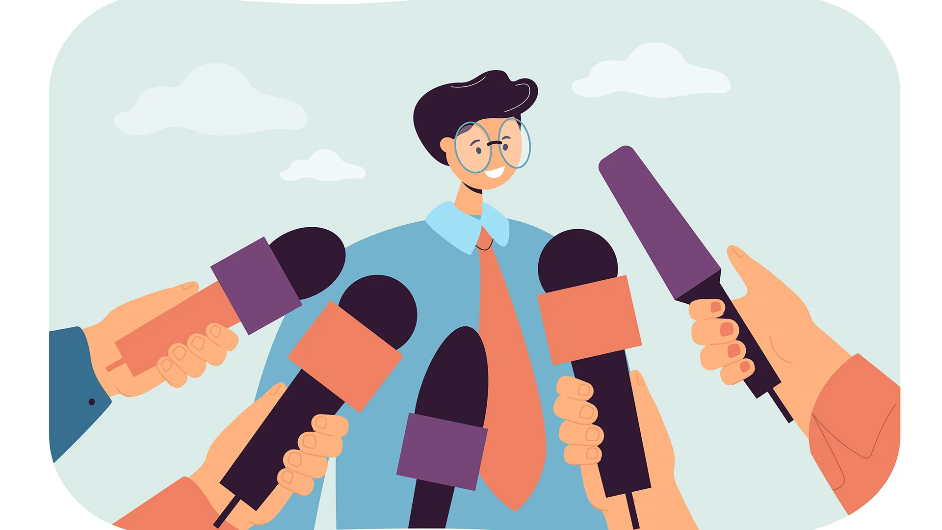 Illustration eines Mannes, der ein Interview gibt.