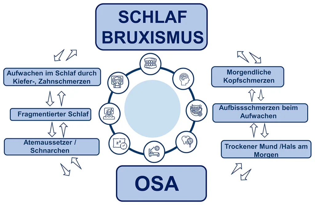 Abb. 7: Zusammenhänge zwischen Schlafbruxismus und OSA.