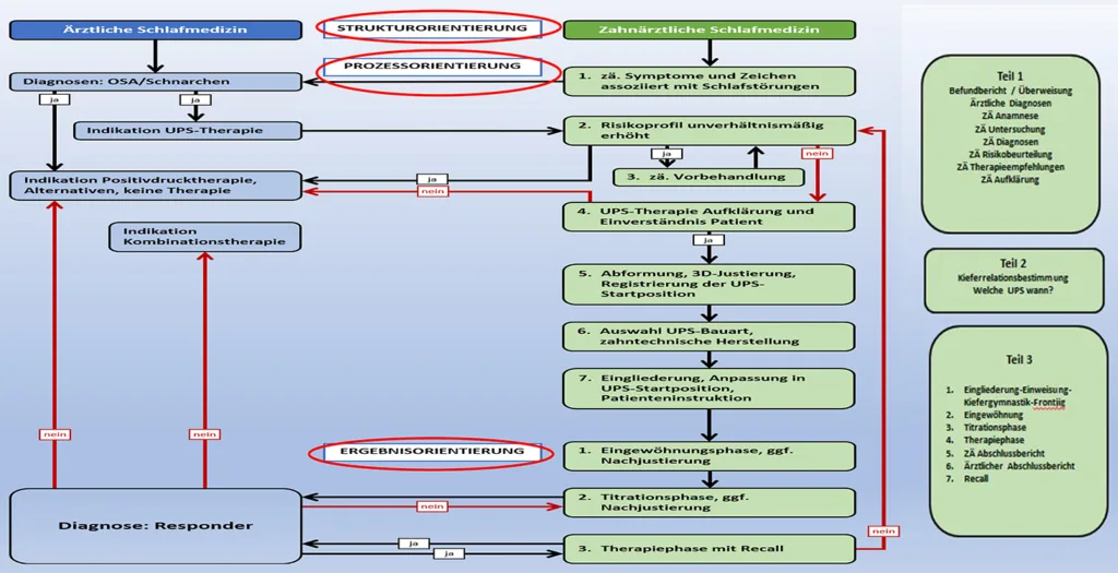 Abb. 14: Die S1-Leitlinie „Unterkieferprotrusionsschienen bei Erwachsenen“ beschreibt erstmalig die intra- und interdisziplinären Prozesse bei der Behandlung der SBAS.