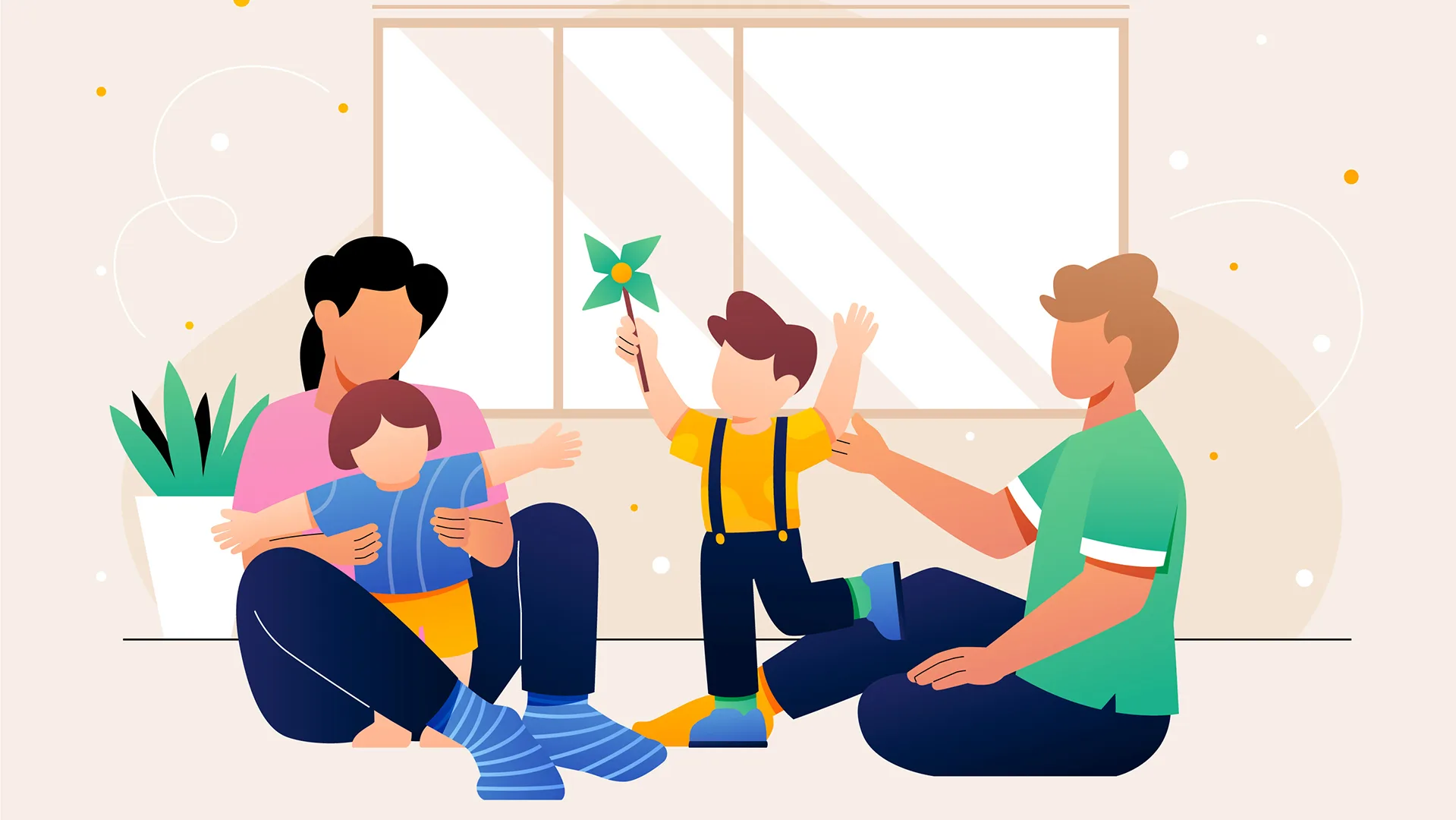 Eltern spielen mit ihren Kindern.