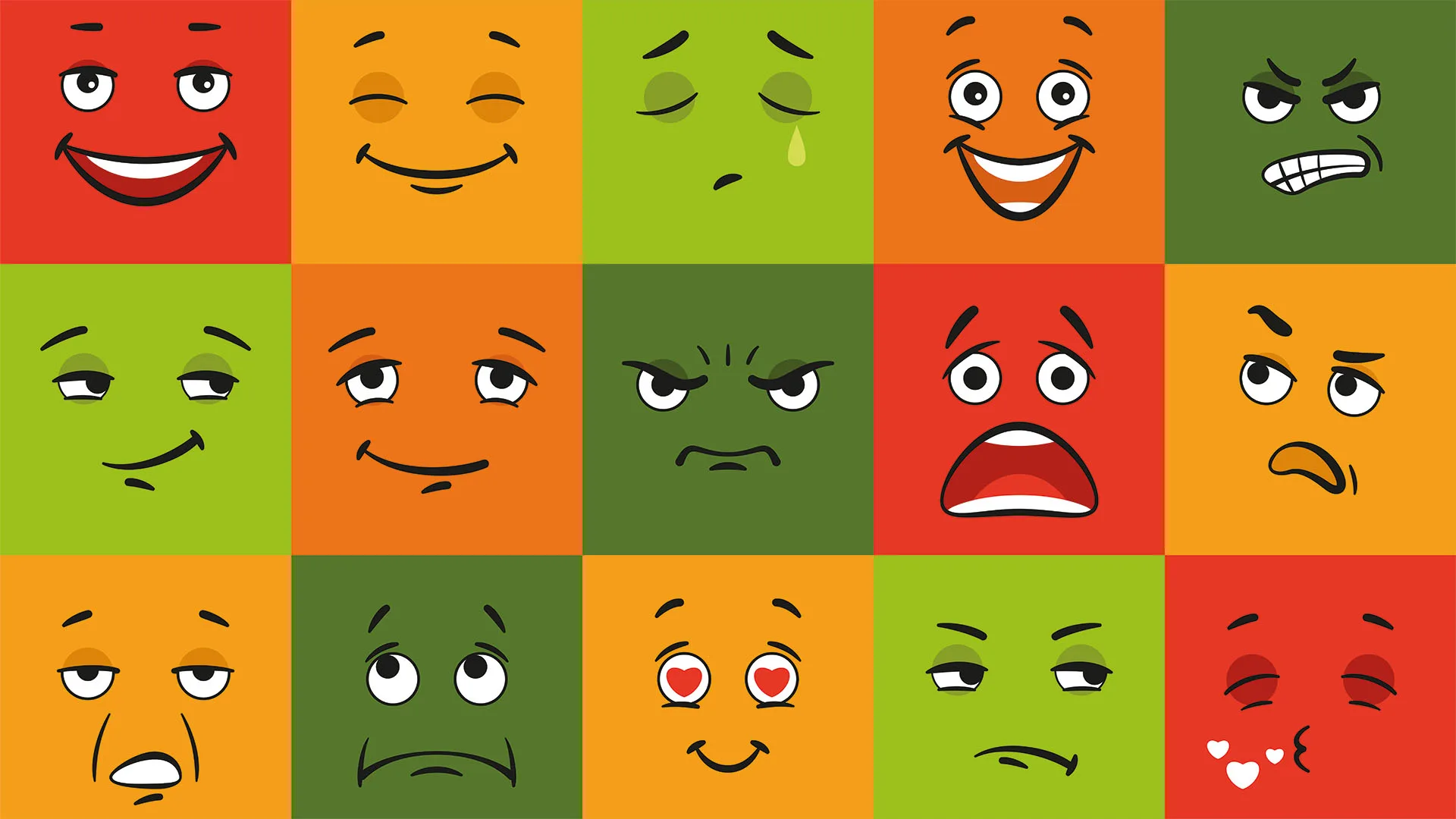verschiedene Illustrationen von Emotionen.