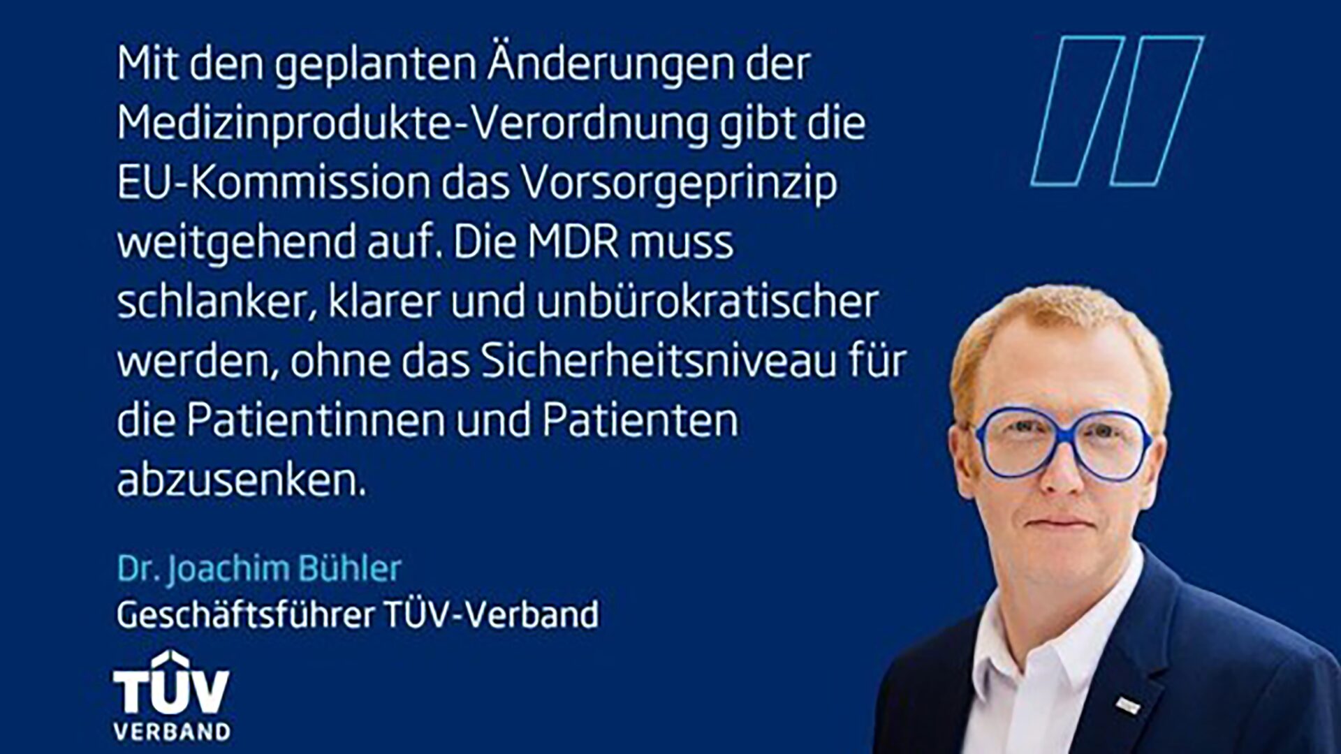 Bild von Dr. Joachim Bühler und ein Zitat von ihm.