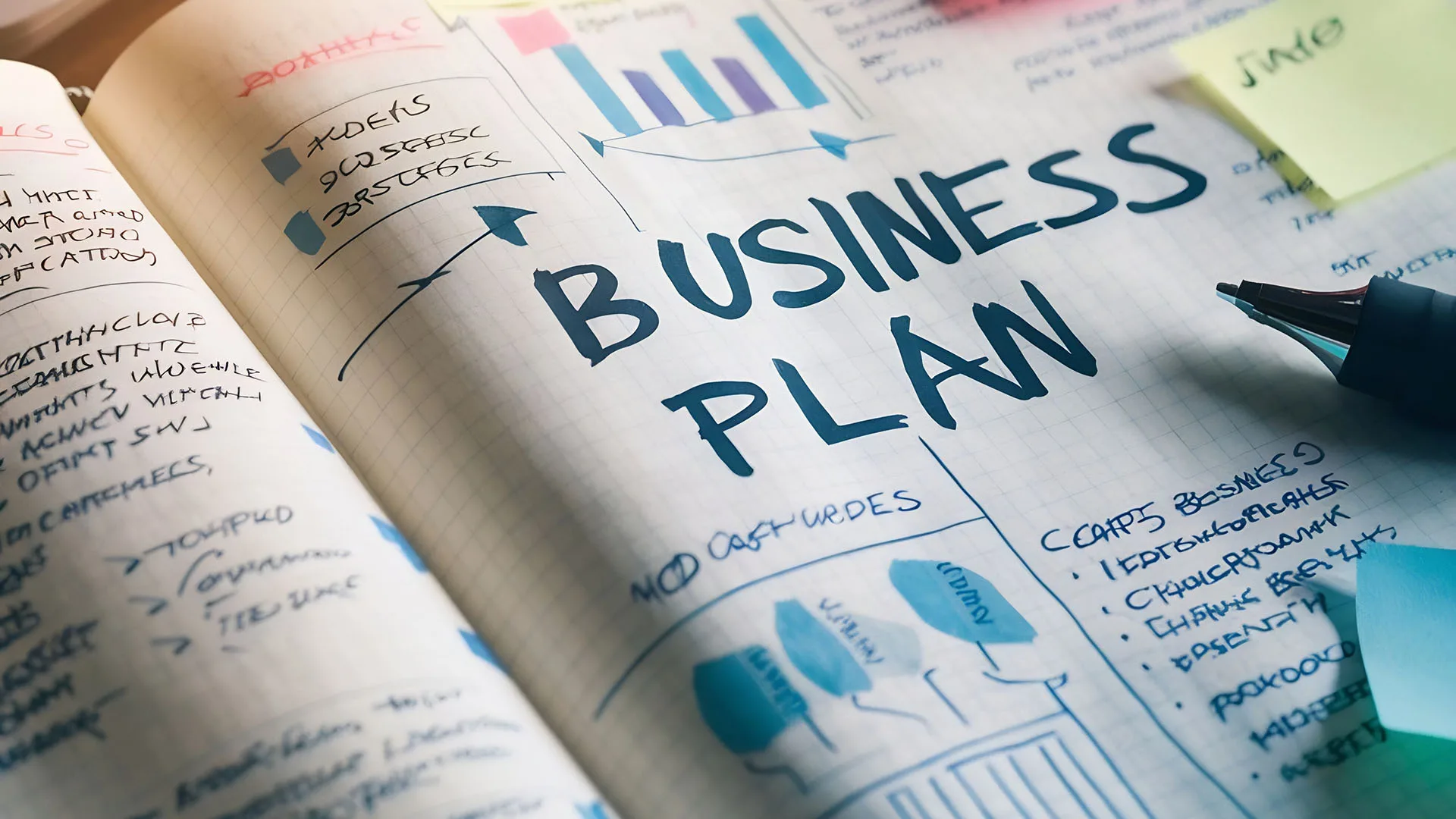 Notizen zu einem Businessplan.