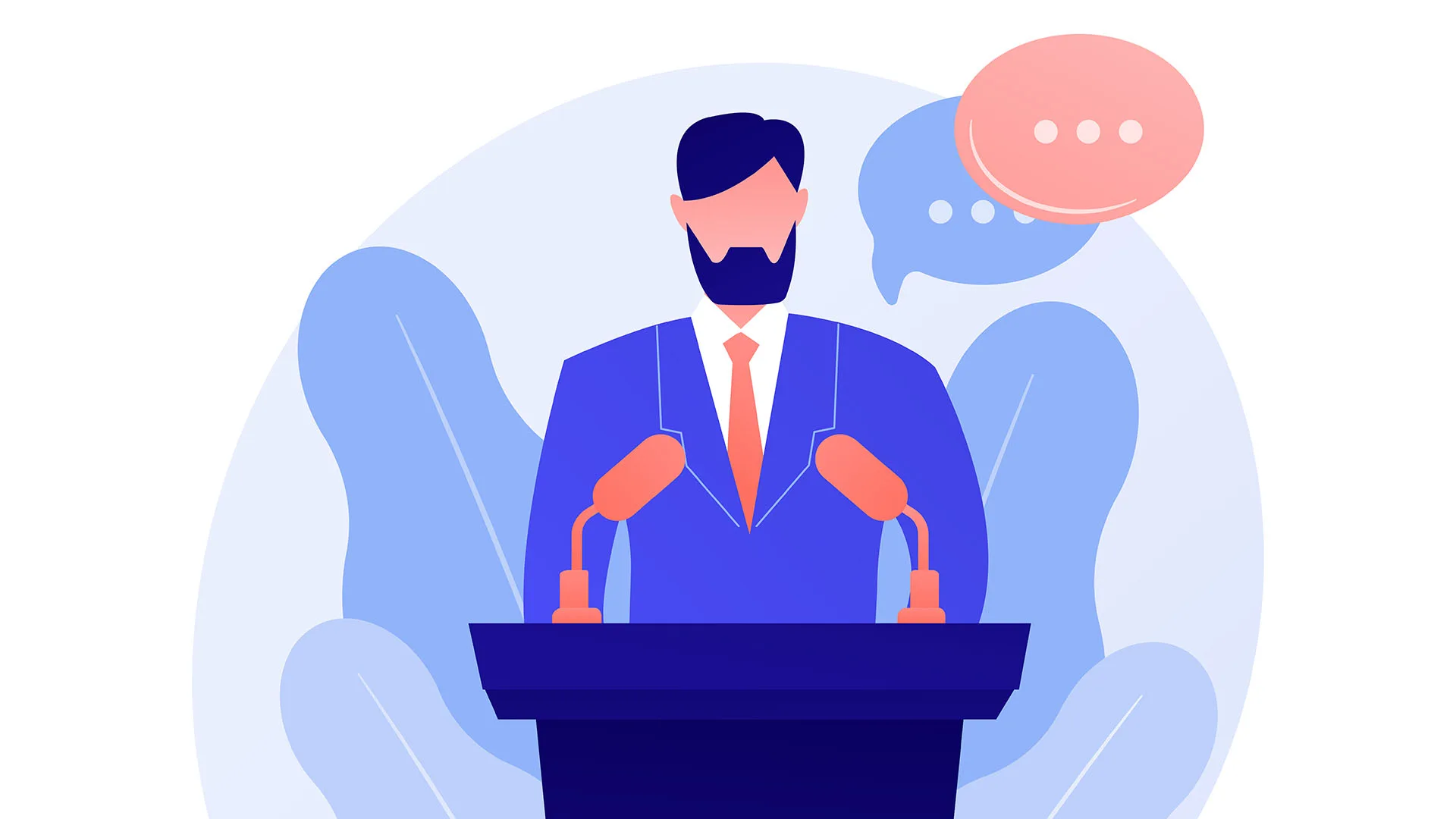 Illustration eines Mannes an einem Podium