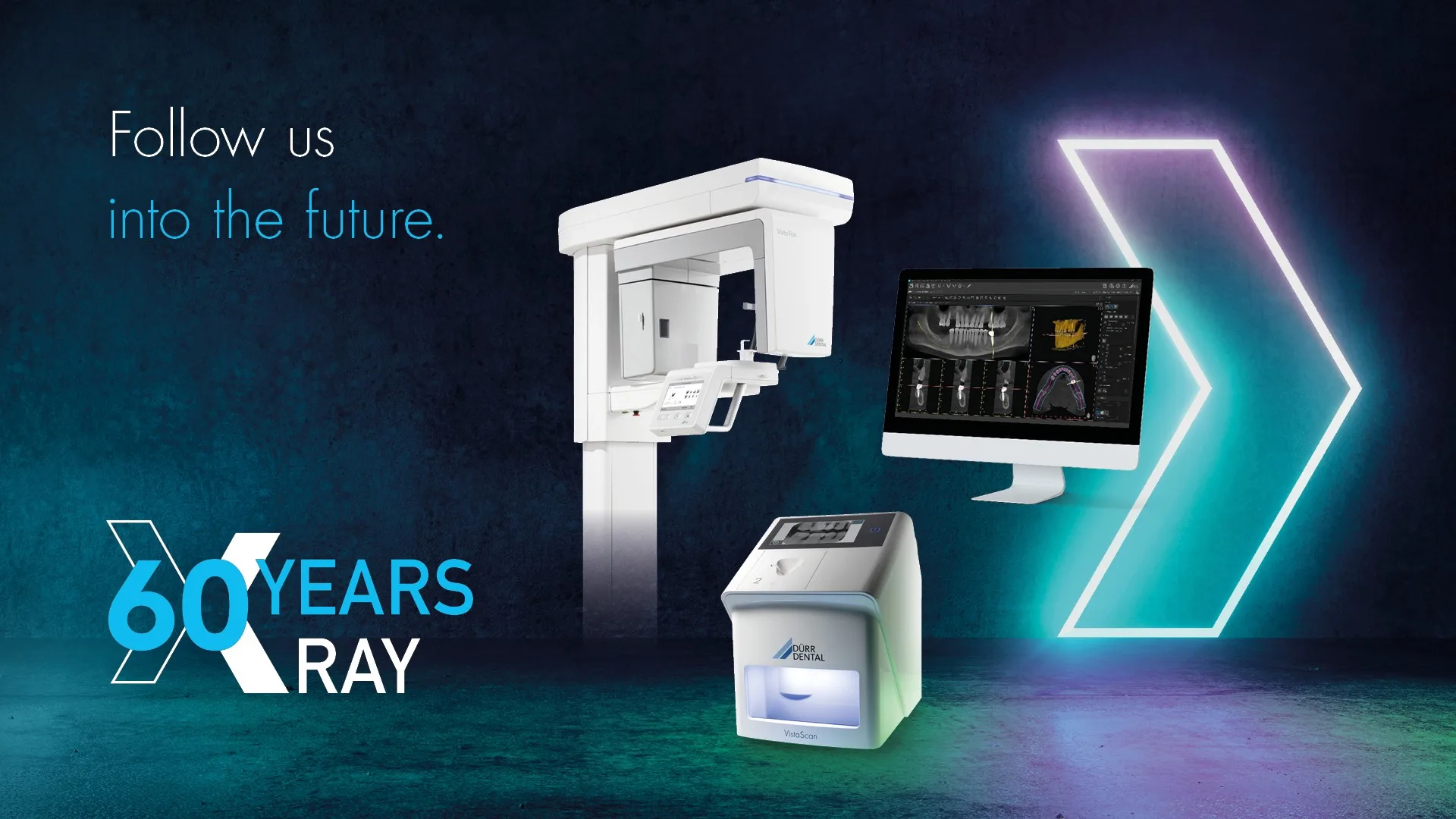 Kampagen "60 years X-ray" von DÜRR DENTAL mit verschiedenen Geräten zur Röntgendiagnostik bzw. digitalen Bildgebung.