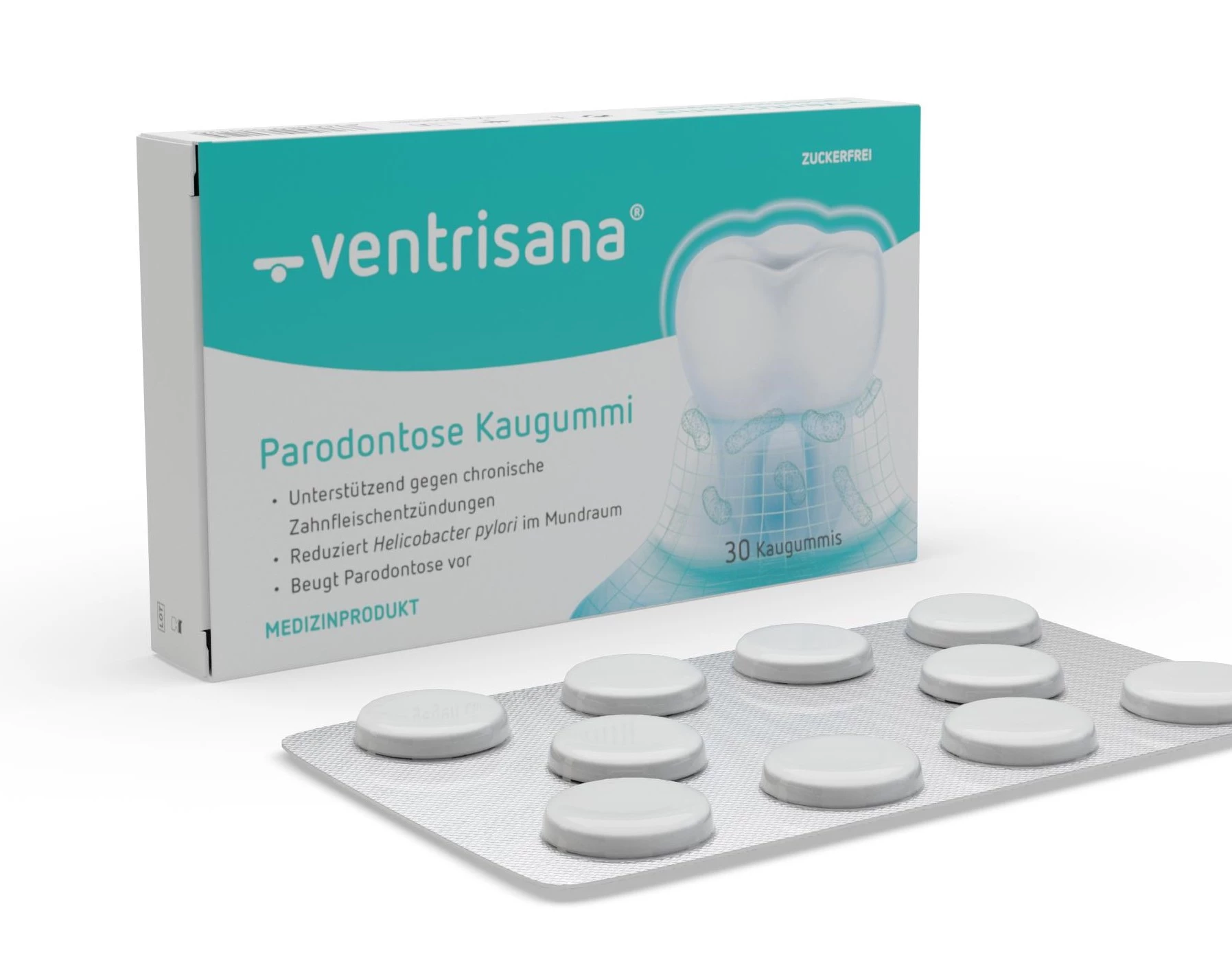 Der neue medizinische Kaugummi mit dem Wirkstoff aus Lactobacillus reuteri.