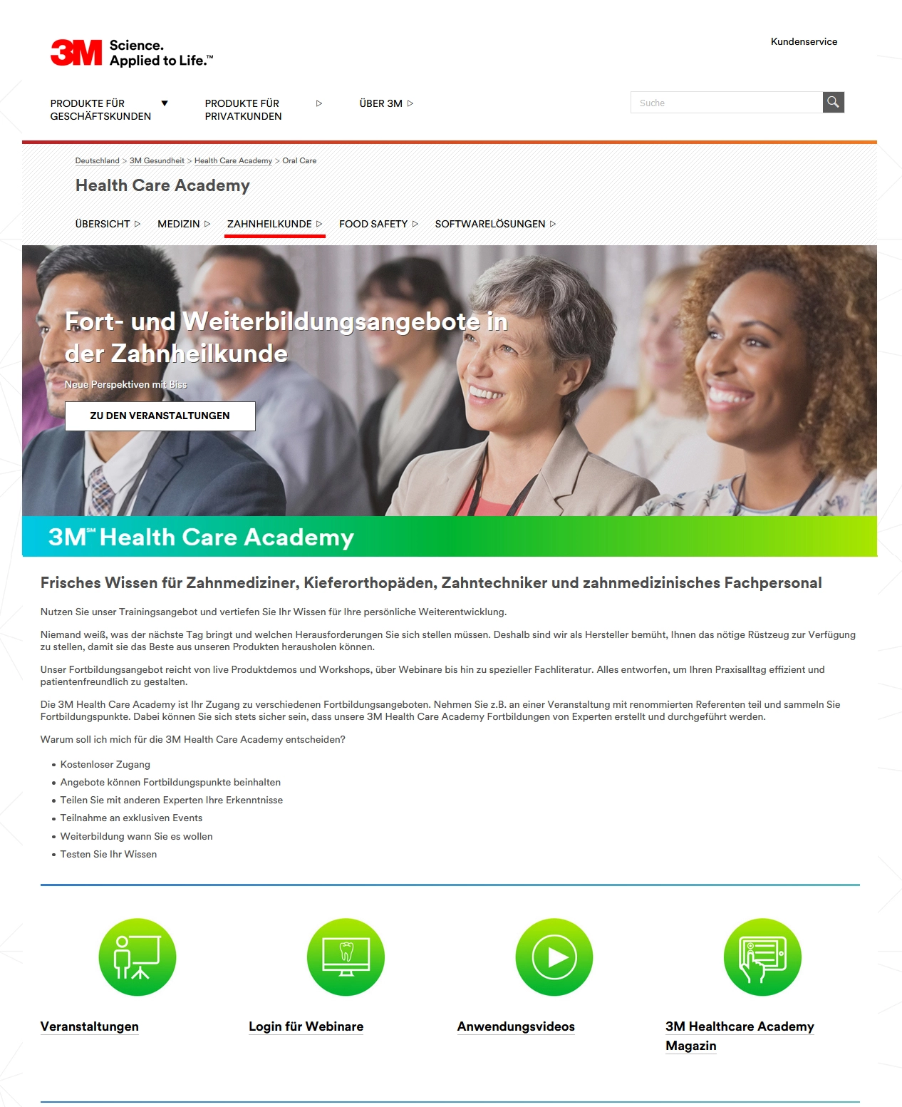 Neu: Das Online-Portal der 3M Health Care Academy lädt dazu ein, Fachkenntnisse aufzufrischen und den eigenen Horizont zu erweitern.