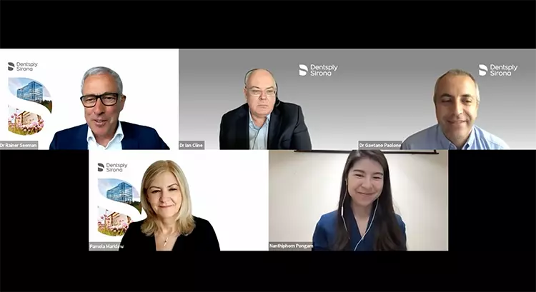 Die Erstplatzierte Nanthiphorn Pongam (unten rechts) von der Universität Mahidol in Thailand freut sich sichtlich, als sie von der hochkarätig besetzten Jury im virtuellen Finale zur Siegerin ernannt wird.