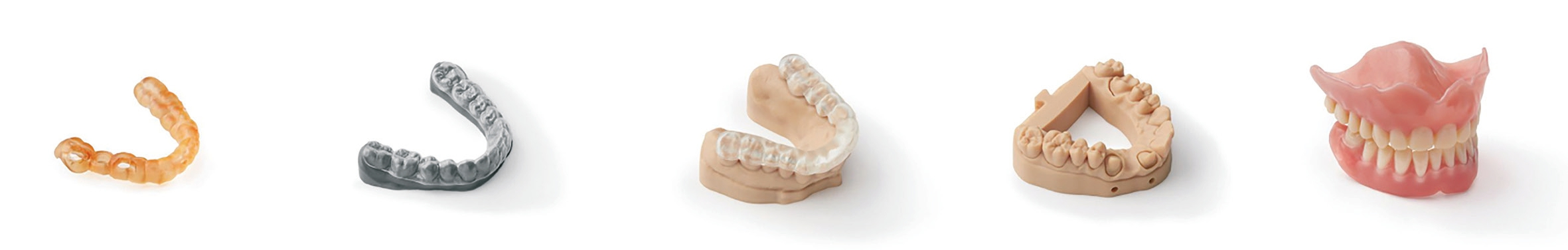 Abb. 1: Ausschnitt aus dem Spektrum der 3D-Druckmöglichkeiten im Dentalbereich.
