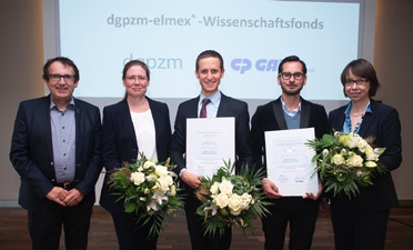 V.l.: Prof. Dr. S. Zimmer (Präsident der DGPZM), Prof. Dr. N. Schlüter, ZA B. Luka, Dr. K. Schoilew (Förderempfänger), Dr. M. von Schmettow (CP GABA)