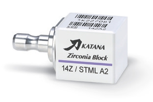 Der KATANA Zirconia Block kombiniert hohe Transluzenz und starke Biegefestigkeit.