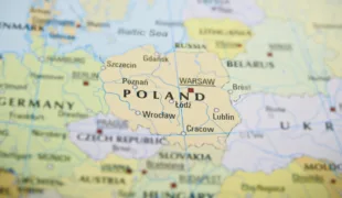 Blick auf Polen auf einer Karte.