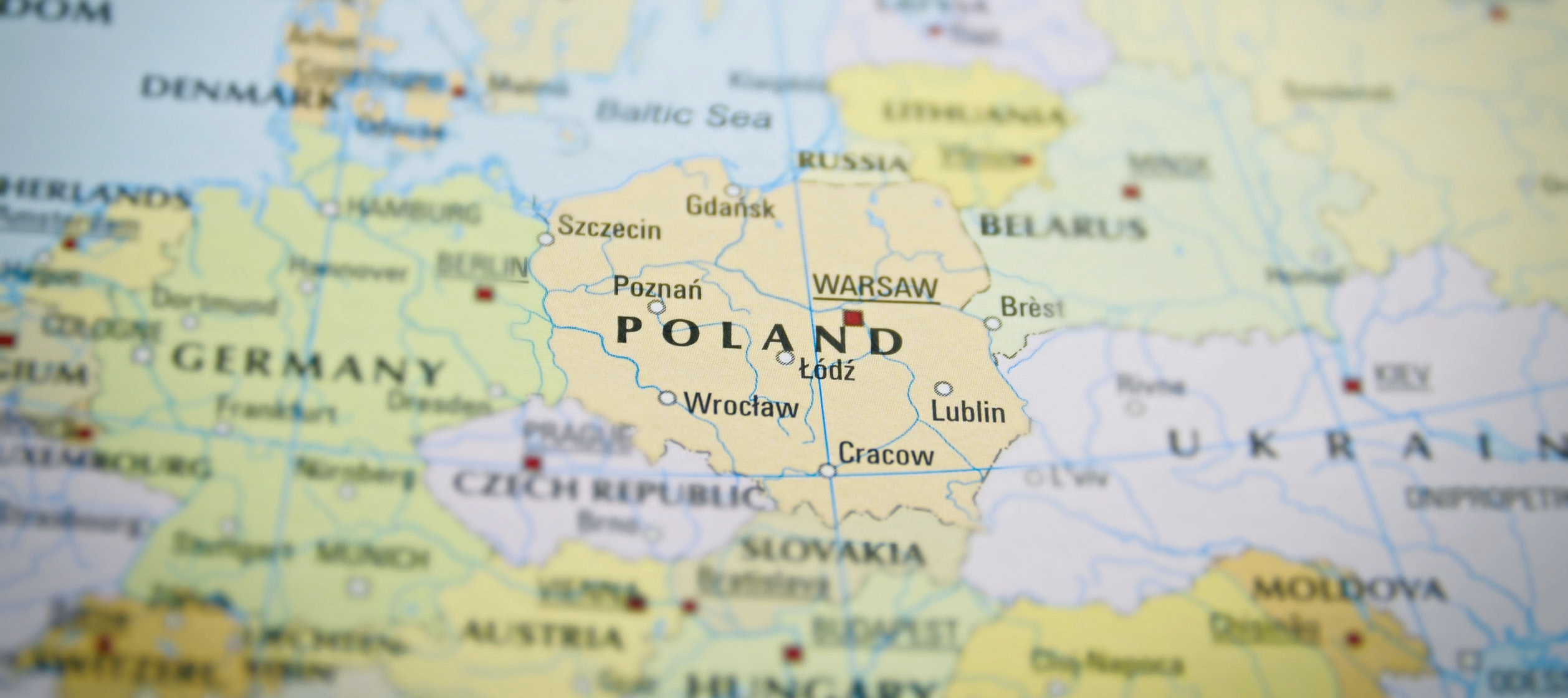 Blick auf Polen auf einer Karte.