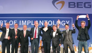 Die Referenten und Moderatoren der „Art of Implantology“ (von links): Walter Esinger, Prof. Erhan Cömlekohlu, Dr. Reza Ghaznavi, Prof. Dr. Stefan Fickl, Prof. Dr. Florian Beuer, Dr. Joost Brouwers, Dr. Eduardo de la Torre und Dr. Marc Thom.