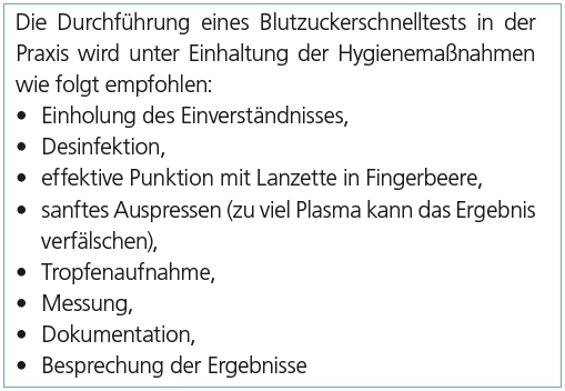 Durchführung eines Blutzuckerschnelltests.